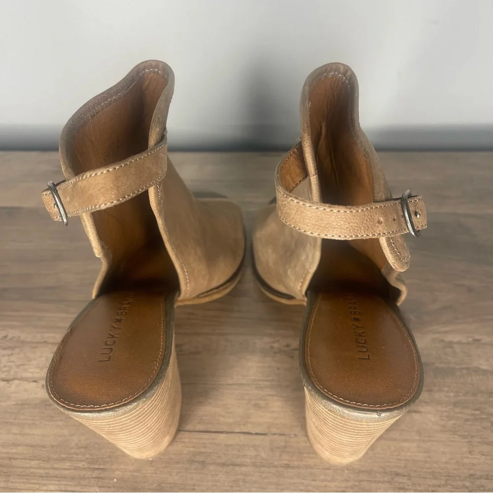 Lucky Brand Lisza Peep-Toe Slingback Block Heel Booties (7.5)